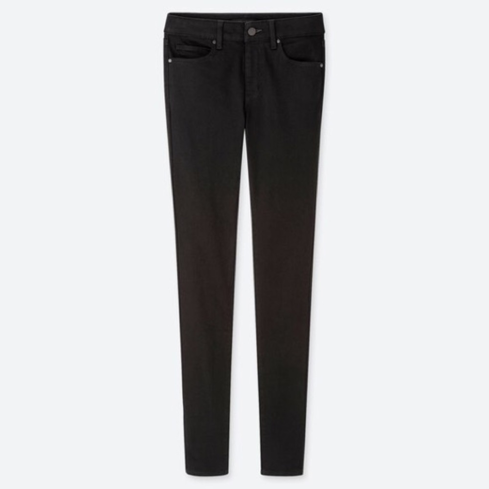 Uniqlo High Rise Skinny Straight Black Jeans